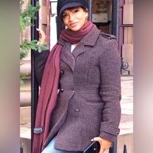 Andrew Marc Double Breasted Tweed Plus Size Lined Jacket Pea Coat 14